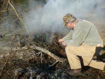 Daddy starts a fire.